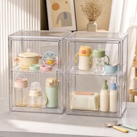 Vitrine de présentation empilable transparente en PET pour boîtes mystères, boîte de rangement multifonctionnelle, design moderne et minimaliste pour figurines et jouets