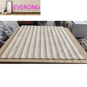 Panel de Azulejos de Pared de Travertino Beige Turco, Diseño de Lujo Único, Acabado Ondulado Personalizado, Color Crema Mate Suave - Product Image 1