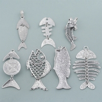Pendentif en alliage en forme d'arête de poisson de grande taille, couleur rétro, pour collier DIY, accessoire de bijouterie, vêtements
