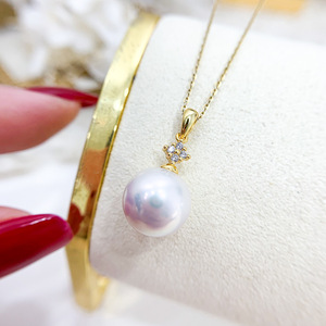 Pendentif en argent S925 avec perles rondes de 8 à 13 mm, accessoires de collier en jade simple à faire soi-même, 30928 - Product Image 2