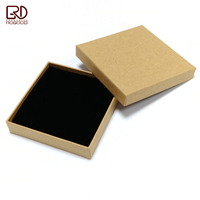 ROGOOD-Caja de embalaje de papel Kraft marrón, 9x9x2cm, para collar/Cadena de pulsera, esponja de espuma de terciopelo negro, P1229