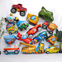 Ballon en feuille de Mylar en forme de véhicule : Autobus scolaire, Voiture de police, Camion de pompiers, Camion de chantier. Jouet gonflable de dessin animé pour la décoration d'anniversaire des enfants et les cadeaux.