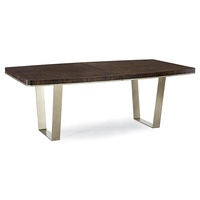 Table à manger carrée de style Empire Luxury Modern Panel Design, 8 chaises en acier inoxydable doré, ensemble en bois massif pour salons, bureaux, hôtels