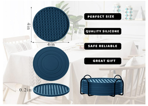 गैर-पर्ची रबर बेस टेबलटॉप कप चटाई सुरक्षा के साथ आधुनिक गर्मी प्रतिरोधी सिलिकॉन कोस्टर - Product Image 6