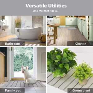 Tapis de bain carré rayé tapis de pied à séchage rapide décor à la maison de luxe-tapis de bain en pierre de terre de diatomées naturel pliable antidérapant - Product Image 6