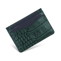 Dompet kartu pola buaya kulit Pu kustom pemegang pemblokiran RFID minimalis Ideal untuk penggunaan bisnis profesional dan sehari-hari