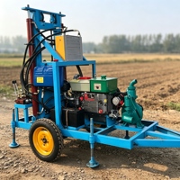 Foreuse hydraulique diesel sur roues de 180 m pour puits d'eau / Mini-foreuse portable / Mini-foreuse de puits d'eau