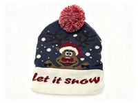 Bonnet de Noël à motif de personnage de dessin animé, 100% acrylique, chaud, réglable, avec pompon, renne, texte « Let It Snow », adorable pour les enfants, idéal pour les fêtes