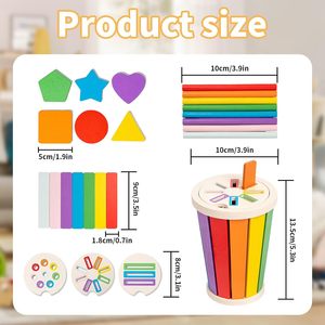 Juego Educativo Montessori 3 en 1 de Madera para Clasificar Colores y Cuentas, Juguetes Cognitivos para el Desarrollo Sensorial de Niños Pequeños, Ecológico - Product Image 2