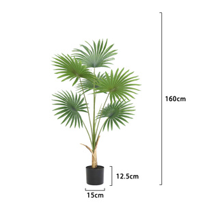 Plantas en maceta artificiales de alta calidad, palmera de abanico tropical hecha de PE para decoración de tienda de oficina al aire libre de planta de bonsái verde - Product Image 6