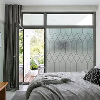 RNPT Linearer Diamant-Statikhaftfilm für Fenster, mattierte Sichtschutzfolie, abnehmbar, modernes geometrisches Muster für Schlafzimmer und Büro