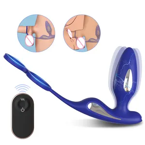 S-hande juguetes sexuales descarga eléctrica vibrador anal plug for Femmes Cock Ring Control remoto anal Butt plug para hombre