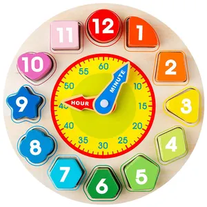 Relógio Montessori de madeira para crianças, relógio educacional colorido em formato de número, novo design, modelo educacional para crianças pré-escolares, modelo educacional colorido para crianças, modelo educacional, novo design, novo design, modelo de brinquedo