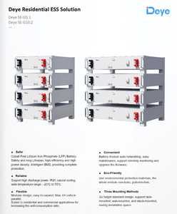 แบตเตอรี่ลิเธียม Deye SE-G10.2 10KWH 51.2V 200Ah 10.24kwh แรงดันต่ำ ESS เหมาะสำหรับอินเวอร์เตอร์ไฮบริด Deye - Product Image 3