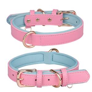 레이저 각인 강아지 목걸이 분실 방지 애완동물 목걸이 베이지 가죽 목걸이 맞춤 이름표 - Product Image 2