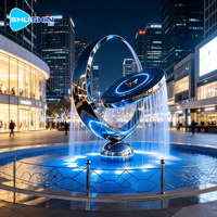 Escultura Moderna de Metal Pulido, Estatua Artística Lavable de Acero Inoxidable con Rociador de Agua, Fuente Decorativa para Jardín, Centro Comercial o Exteriores