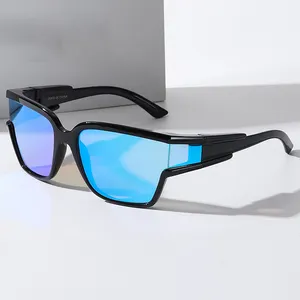 Logo Kustom Y2K Kacamata Olahraga Bersepeda Lensa Cermin Steampunk Merek Desainer Kacamata Matahari untuk Pria Kacamata Hitam
