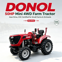 Traktor Pertanian Mini 4WD DONOL 50HP, Penggerak Gigi, Bersertifikat COC untuk Pertanian & Kebun Kecil