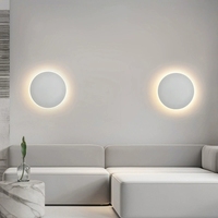 Applique murale ronde moderne 13cm/20cm LED noire/blanche/fer acrylique, luminaire facile à installer pour salon et chambre à coucher