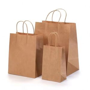 Bolsas de Papel Kraft con Asas Retorcidas Ecológicas Personalizadas, Duraderas, Biodegradables, Reciclables, con Impresión de Logotipo para Compras Sostenibles - Product Image 1