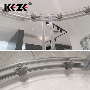 Puertas de Ducha Curvas de Vidrio para Baño, Modernas y Personalizadas, de Aluminio, con Marco Cepillado, Revestimientos de Piedra y Cabina Deslizante - Product Image 3
