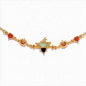 Bracelet en argent sterling 925 plaqué or avec zircon, série Halloween personnalisée, bijoux fins pour femmes et enfants, cadeau - Product Image 1