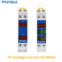 Voltmètre et ampèremètre LED monophasé à montage sur rail Din Mini détecteur modulaire 1P 18mm AC 80-500V avec indicateur de fréquence