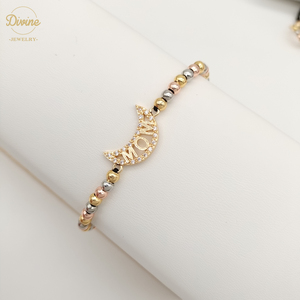 Chaîne de connecteurs à perles tricolores en or laminé 14 carats, bracelets porte-bonheur pour maman - Product Image 5