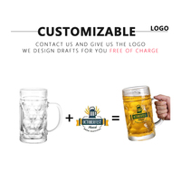 Vente en gros classique personnalisé de 17/40oz, chopes à bière épaisses et incassables, chopes en verre pour boissons gazeuses, tasse en verre à bière avec poignée
