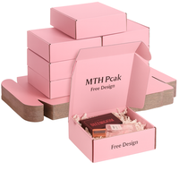 Boîtes d'expédition personnalisées en carton ondulé B-Flute rose bonbon, simple paroi, bord en kraft, pour l'exécution des commandes e-commerce et les emballages cadeaux