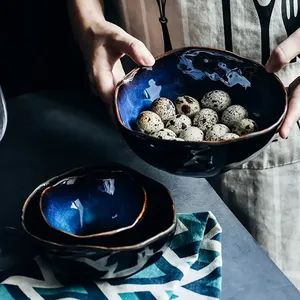 Bộ đồ ăn bằng gốm phong cách Nhật Bản sáng tạo món ăn gia đình bát mì không đều Bát súp món cá Sushi Sashimi - Product Image 3