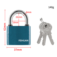 Cadenas de fer à noyau en laiton robuste de haute qualité bleu peint coin arrondi Cadeado clé accès anneau en caoutchouc étanche bleu sûr