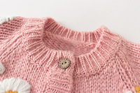 Pull en coton biologique tricoté pour bébé nouveau-né, motif de marguerite, cardigan brodé, tendance printemps-automne