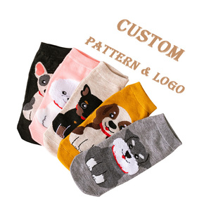 Socquettes courtes en coton pour femmes, <span class=keywords><strong>chaussettes</strong></span> décontractées à motifs d'animaux, chats, chiens, dessins personnalisés, été - Product Image 1