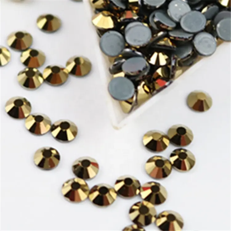 Strass di cristallo di alta qualità e basso prezzo hotfix flatback ematite oro strass per nail art/scarpe/borse/accessori per abbigliamento