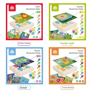 Creative Wooden Mushroom Nail Puzzle 3D Early Childhood Education Intellectual Exercise Combination for Kids Toddler Boys & Girl - Product Image 3