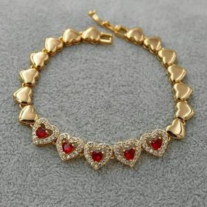 Pulsera de Tenis Vintage de Plata de Ley con 6 Diamantes en Corte Corazón y Baño de Oro para Mujer - Product Image 6