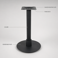 Base de table ronde en métal noir mat sur mesure OEM, support de table à manger à piétement unique thermolaqué pour restaurant et café