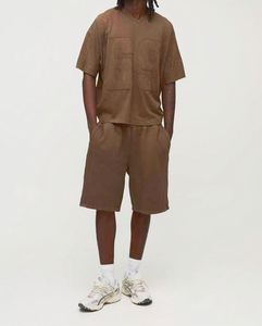 Ensemble T-shirt et short marron oversize avec appliqué, effet délavé, style survêtement baggy pour homme - Product Image 4