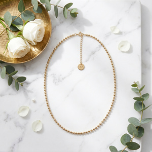 Collana Girocollo Geometrica con Perline in Acciaio Inossidabile Placcato <span class=keywords><strong>Oro</strong></span> 18K, Gioiello di Moda Trendy e Durevole per Donne - Product Image 3