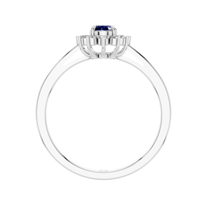 แหวนแซฟไฟร์สีฟ้าตัดวงรีสีทองหรูหราหรือสีเงินทรงรีประดับเพชรรัศมีเป็นอมตะ - Product Image 4