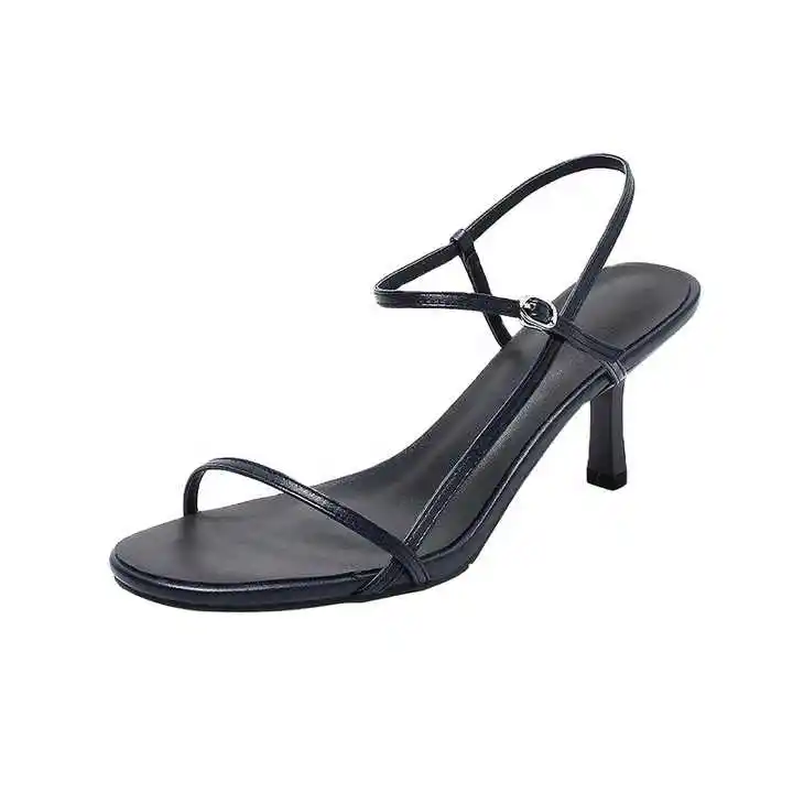 Vendita calda sandali con tacco medio da donna scarpe da donna con lacci estivi con tacco a spillo da donna con cinturino a una linea