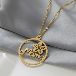 Collana Della <span class=keywords><strong>Mamma</strong></span> in acciaio inossidabile Vintage Flower Mama pendenti Collana girocollo squisita per regali per la madre - Product Image 1
