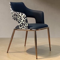 Maison de luxe moderne Design Sentiment imprimé léopard Chaise de salle à manger Retro Senior Minimalist Dressing Makeup Chair
