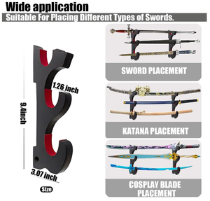 Support <span class=keywords><strong>mural</strong></span> en bois pour sabre laser à 3 niveaux, support pour <span class=keywords><strong>katana</strong></span> en bois, vente en gros d'usine - Product Image 2