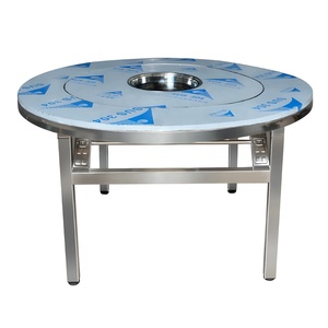 Inoxidable Folding Stainless Steel <b>Table</b> Induction Cooker Hot Pot BBQ Barbecue Rotatable Turntable Hotel Catering <b>Tables</b> <b>Table</b> T - Product Image 2