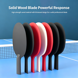 <b>Table</b> <b>Tennis</b> Rackets Set Red Black Long Pimples Rubber Solid Wood Handle Horizontal Grip Durable Eco-Friendly Universal Fit - Product Image 3