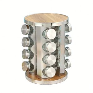 Hot Sale Seasoning Box Storage Combination Seasoning Jar Spice <b>Shelf</b> Kitchen Spice Round Rack With 16 Jars - Product Image 1