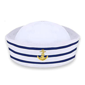Chapeau de <span class=keywords><strong>marin</strong></span> blanc, casquette de capitaine de <span class=keywords><strong>marin</strong></span> pour hommes, femmes, filles, garçons, bébés, tout-petits, adultes, accessoire de costume - Product Image 2