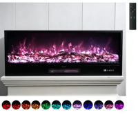 Cheminée électrique murale 3D multi-couleurs à flamme réaliste de 120 cm, insert domestique en verre trempé pour intérieur